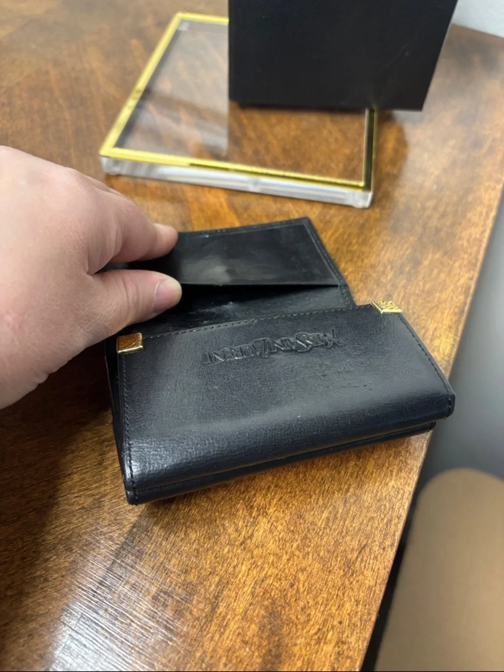 Yves Saint Laurent Black Leather Key & Card Holder Wallet- Full Inclusion - Picture 5 of 16